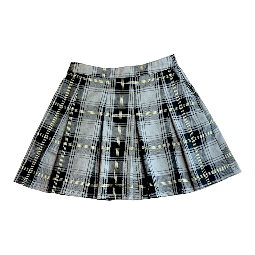 Dixxon Skirt Womens Black Black & Grey Mini Borealis Pleated Preppy SZ S